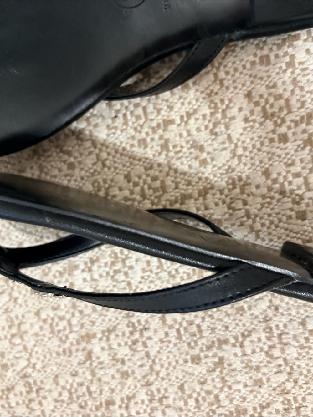 CHANEL Black Leather Logo Thong Sandals - Picture 4 of 5